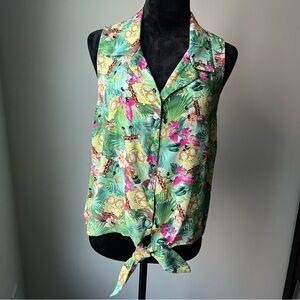 SpongeBob SquarePants Hawaiian Collared Tie-front Tank Top